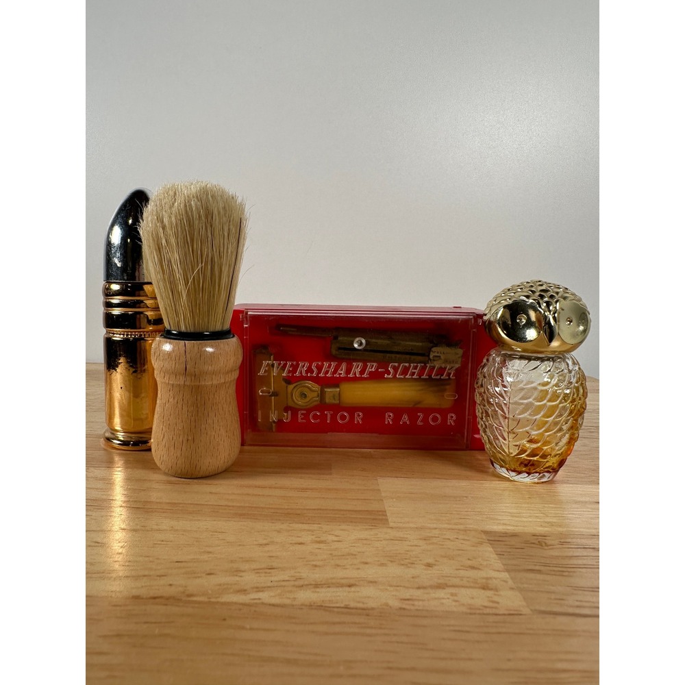 Vintage Shaving Set Eversharp Schick Avon Owl Men's Retro‎ Barbershop Decor